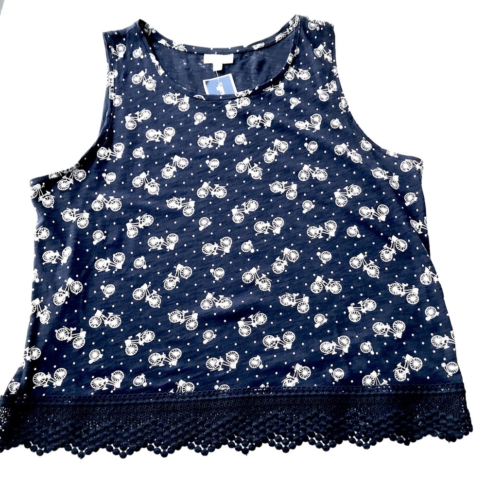 Maison Jules Bicycle Tank Top with Eyelet Trim